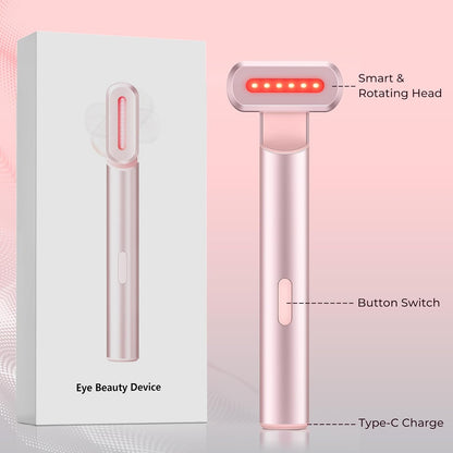4-In-1 Light-Therapy-Wand,Red Light Therapy for Face and Neck - Microcurrent Facial Device for Anti-Aging - Face & Eye Massager Skincare (2 Colors Led Light)