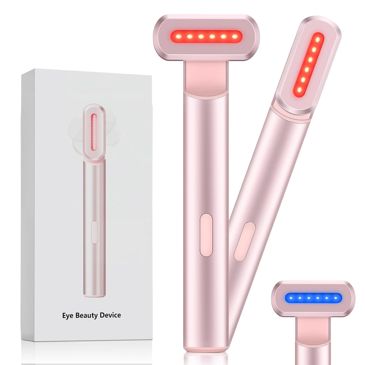 4-In-1 Light-Therapy-Wand,Red Light Therapy for Face and Neck - Microcurrent Facial Device for Anti-Aging - Face & Eye Massager Skincare (2 Colors Led Light)