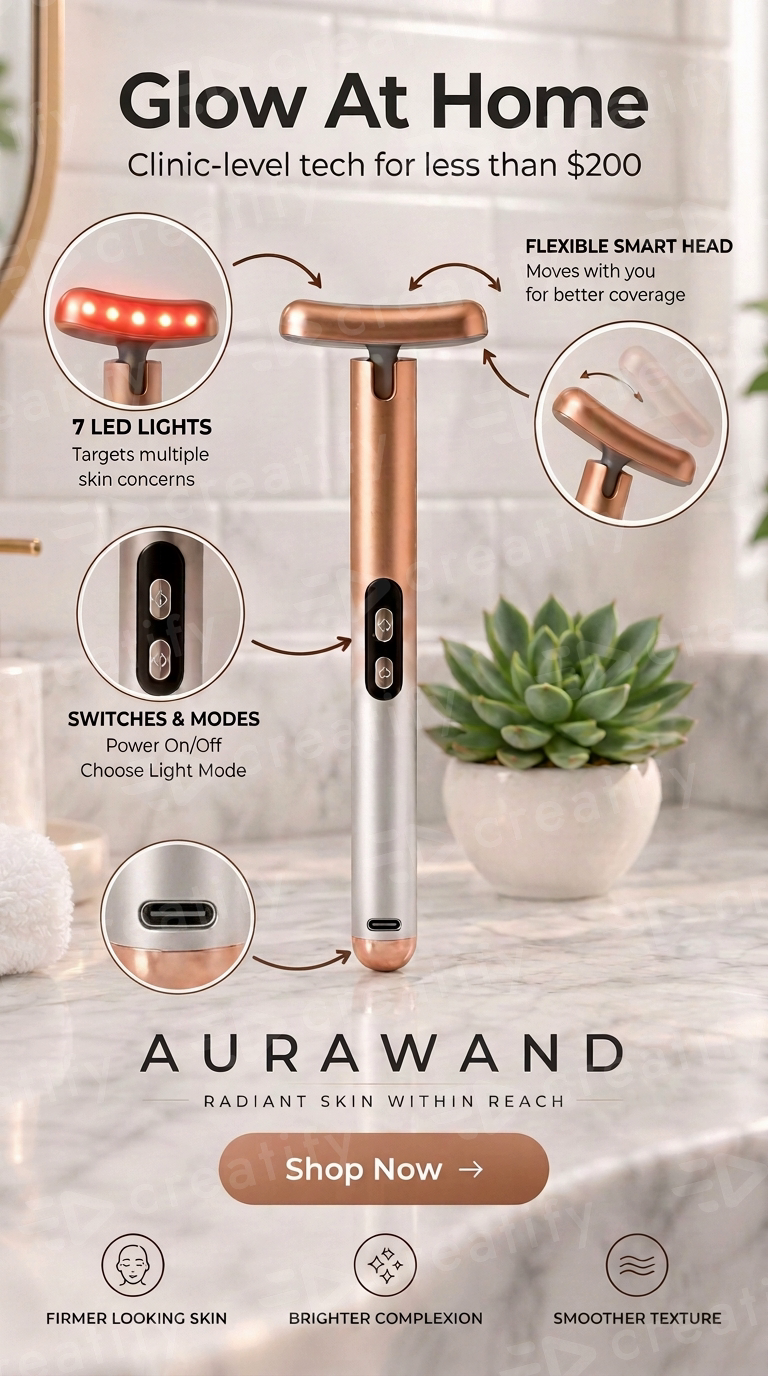 "Aurawand — 7-Color LED Light Therapy Wand"